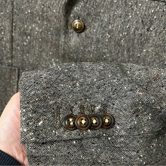 CIRCLE OF GENTLEMEN 100% Virgin Wool Grey Blazer Brown Suede Elbow Patch Size 50 - Picture 6 of 13